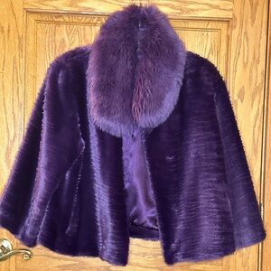 Vintage faux fur Purple Jacket!! Unique swing coat!